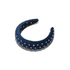 Lele Sadoughi Navy Blue Midnight Ribbed Cotton Crystal Padded Headband‌‌